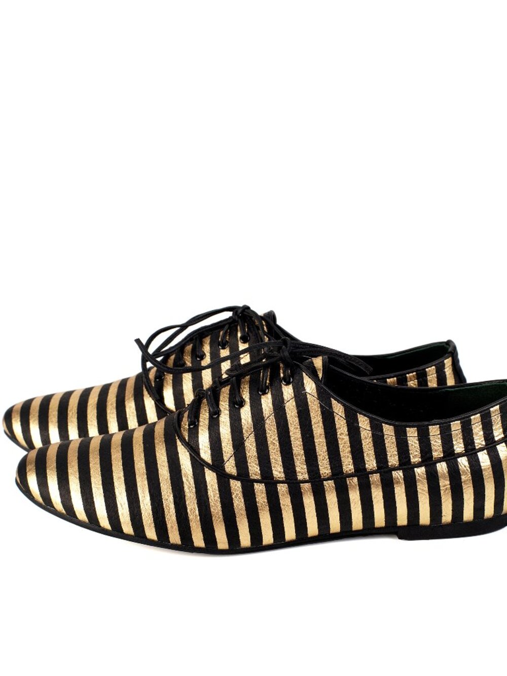 New Handmade Gold Black Stripe Genuine Leather Flat Loafer Sneakers NYC Designer